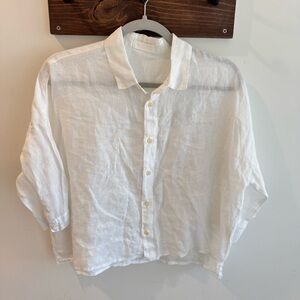 CP Shades White Linen Boxy Cropped Shirt XS